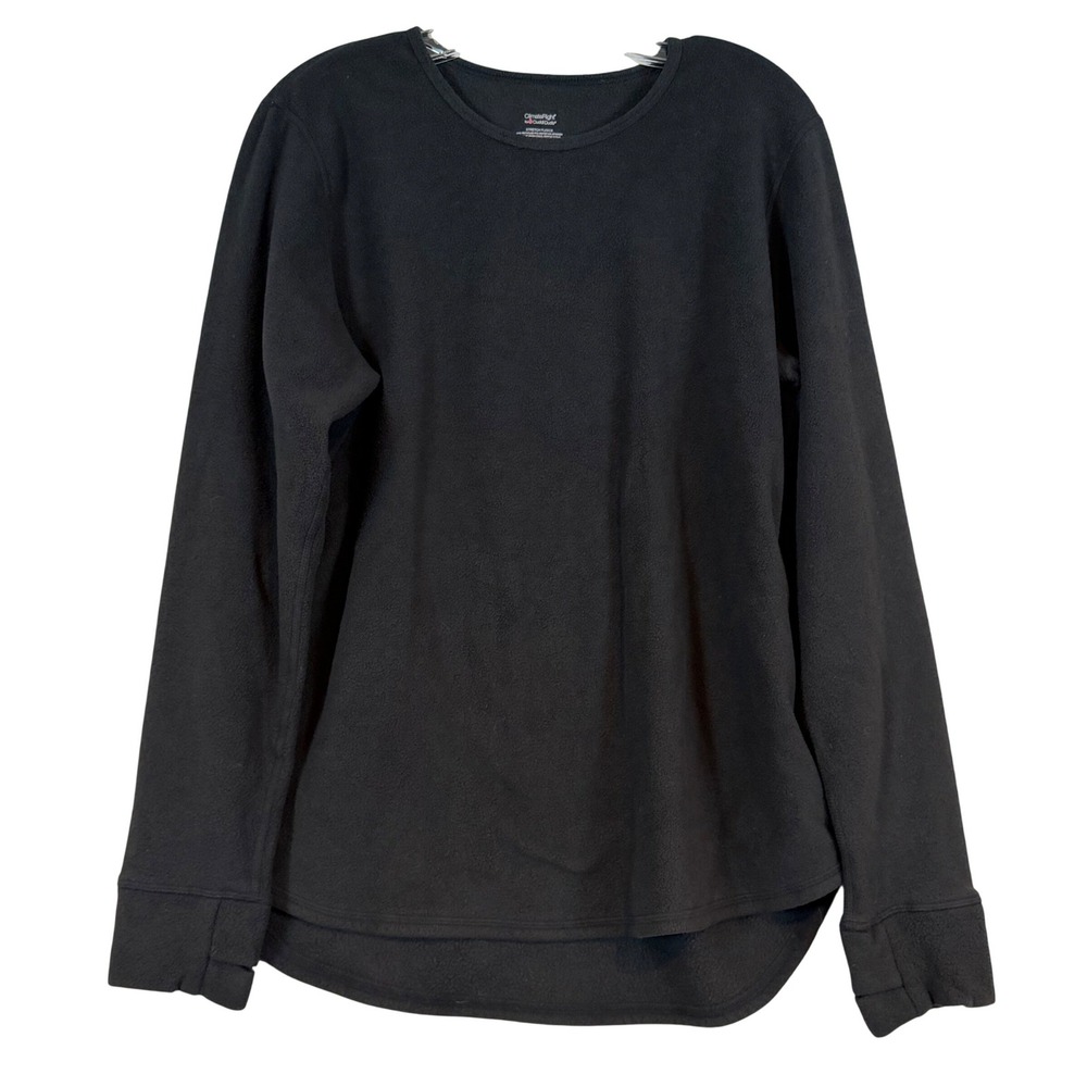 ClimateRight by Cuddl Duds Womens XXL Black Stretch Fleece Thumbhole Top XXL/XXG